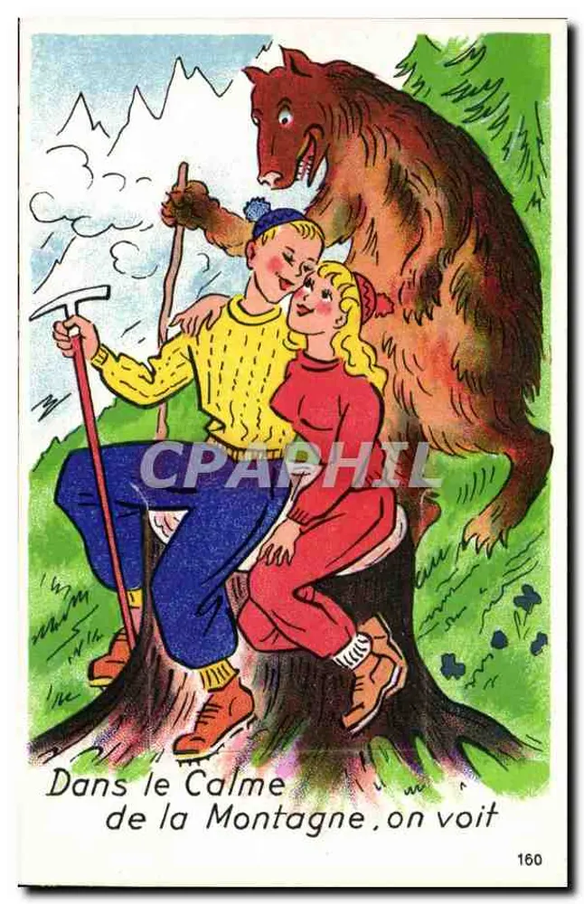No Calme da Montanha, vemos — casal e urso — série 160 - Frente