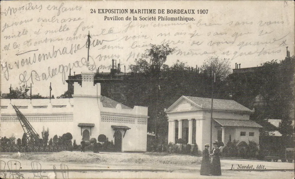Maritime-Ausstellung von Bordeaux 1907 — Pavillon der Philomathischen Gesellschaft — J. Nardot, Verlag - Vorderseite