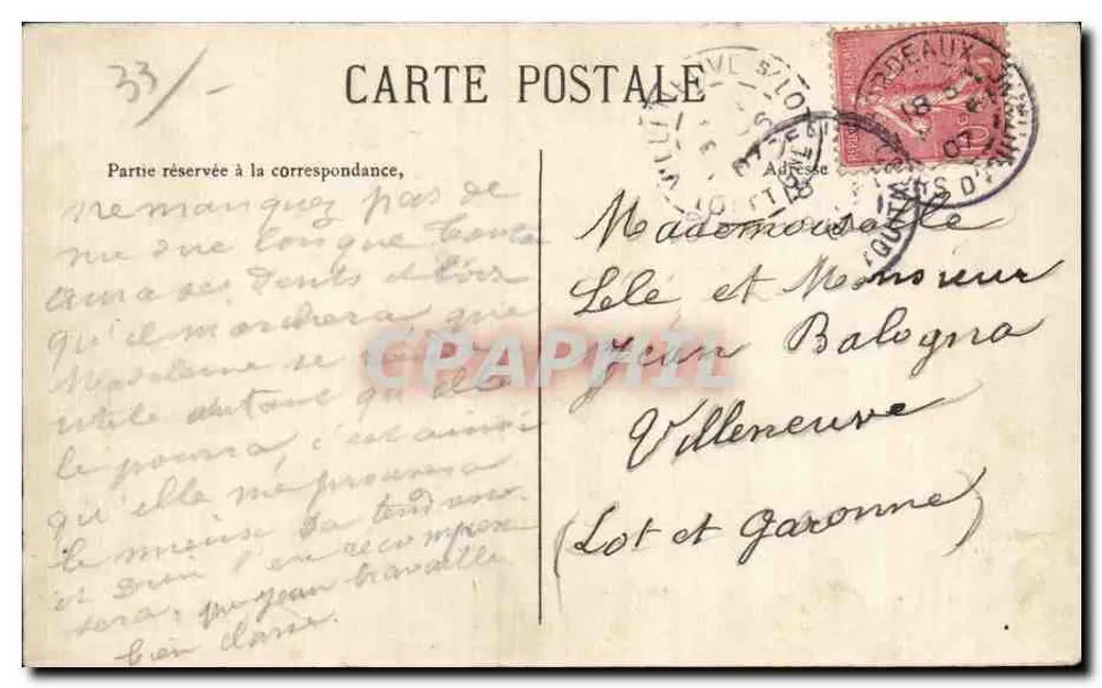 Maritime-Ausstellung von Bordeaux 1907 — Pavillon der Philomathischen Gesellschaft — J. Nardot, Verlag - Rückseite