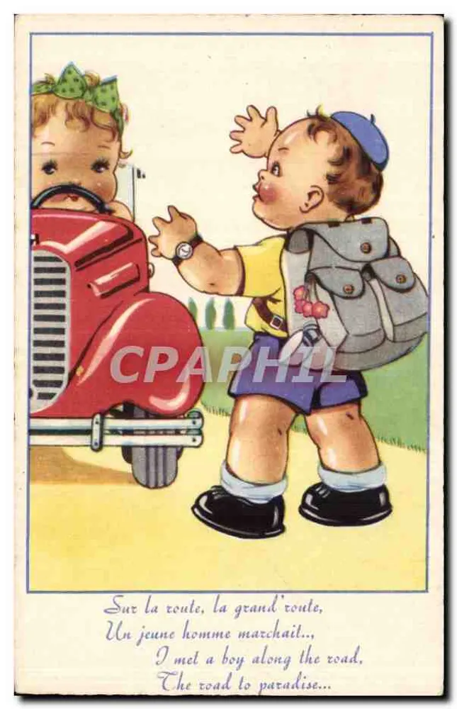 Criança e carro — ilustração — M.D. Paris - Frente