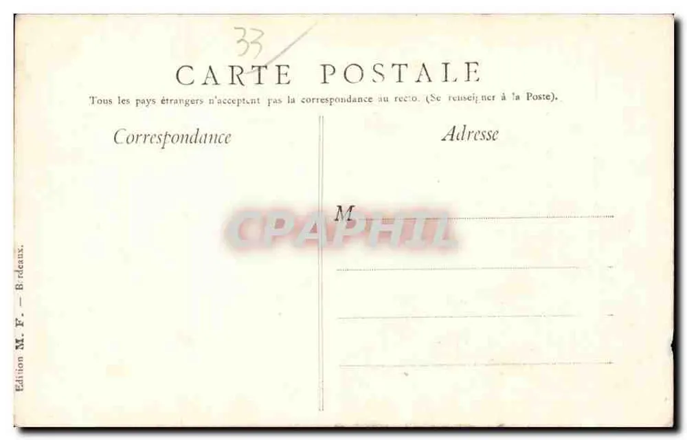 Bordeaux — A Ponte do Caminho de Ferro — Edição M. F. — n° 37 - Verso
