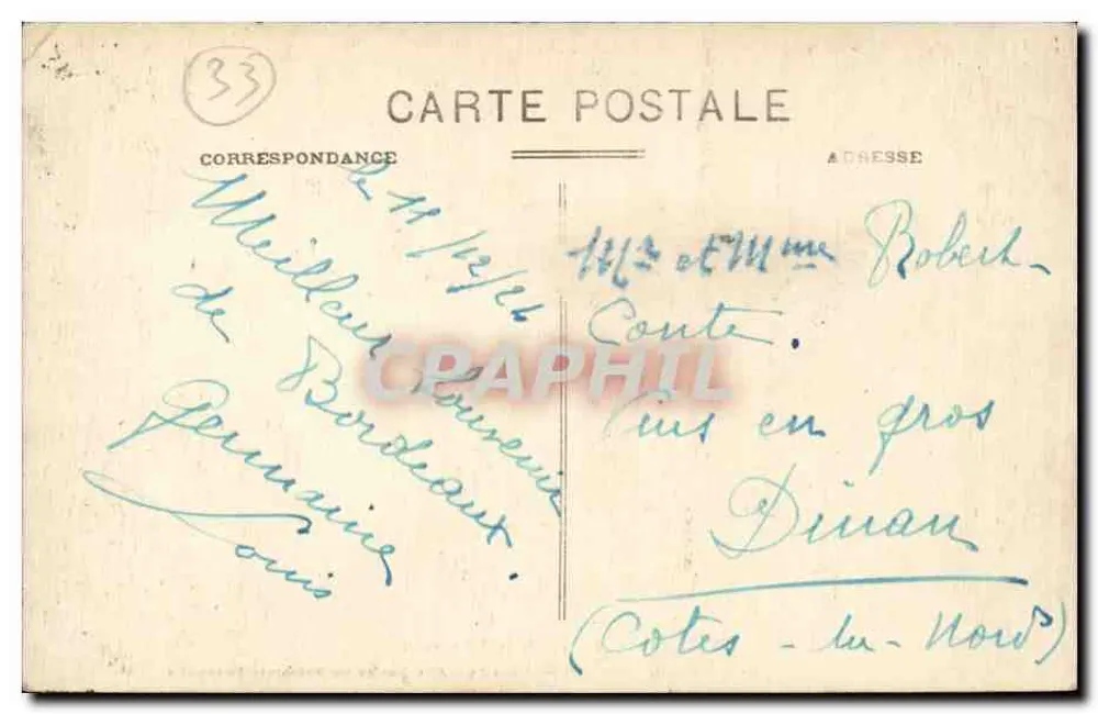 Bordeaux - Praça da Comédia — editor Aux Dames de France, n°62 - Verso