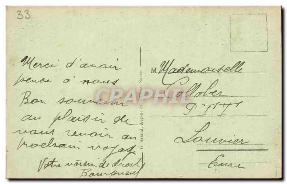 Bordeaux - Cours de l'Intendance aus der Place Gambetta gesehen — G. Artaud, Nantes, n° 167 - Rückseite