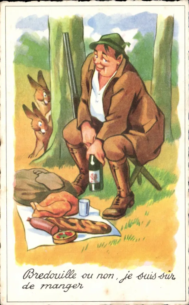 Jäger im Wald — Bredouille oder nicht, ich bin sicher, ich esse — M.D. Paris, Serie Nr. 115 - Vorderseite