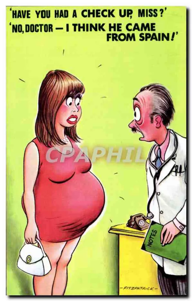 Schwangere Frau und Arzt — Karikatur — Fitzpatrick — Bamforth & Co. Ltd. Nr. 78 - Vorderseite