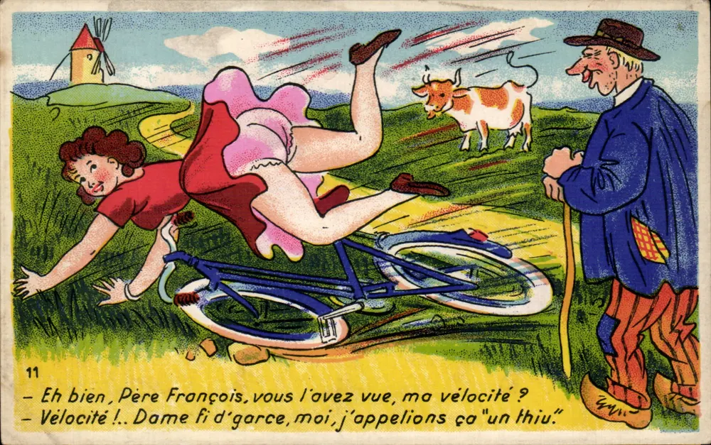 Komische Sturz auf dem Fahrrad — Vater François und die Kuh — A.P.F. NANTES n°11 - Vorderseite
