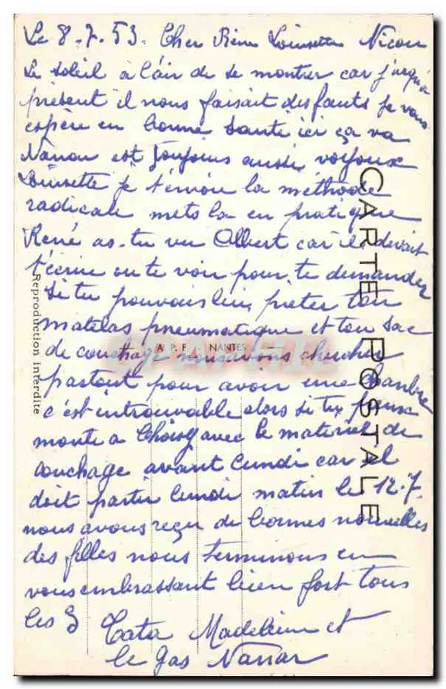 Bom Despertar — Zazeph, é hora de acordar. Você toma chá ou chocolate esta manhã? — Editor: CARTE POSTALE NANTES - Verso