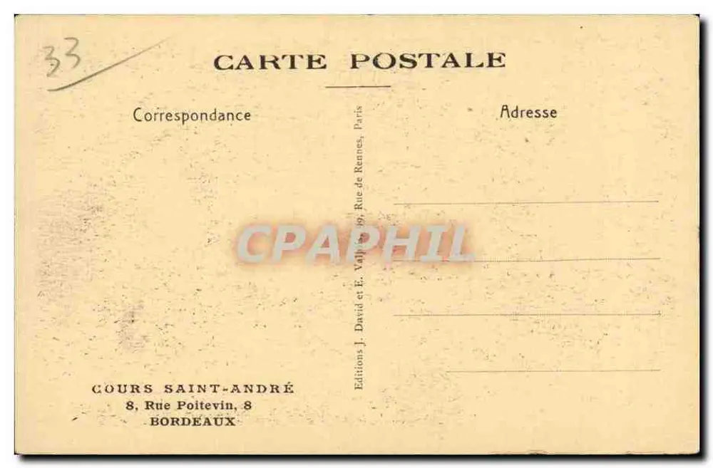 Cours Saint-André — Bordeaux — Edições J. David e E. Valpinçon - Verso