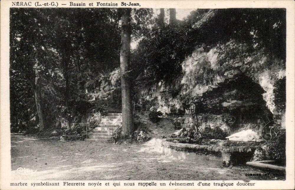 Nérac (L.-et-G.) — Bassin und Fontaine St-Jean, Marmor symbolisierend Fleurette ertrunken - Vorderseite