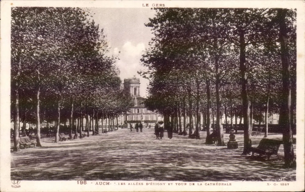 Auch - As alamedas de Étigny e torre da catedral — Lapouche, n°196 - Frente