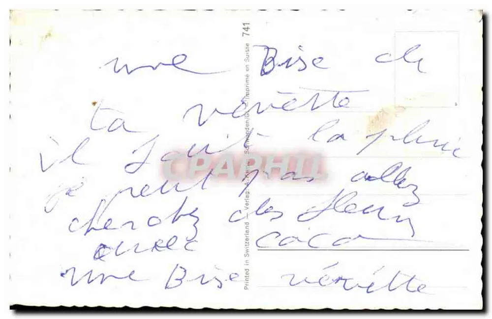Hund im Abendkleid — unter einem blühenden Kirschbaum — gezeichnet von H. Kivir - Rückseite