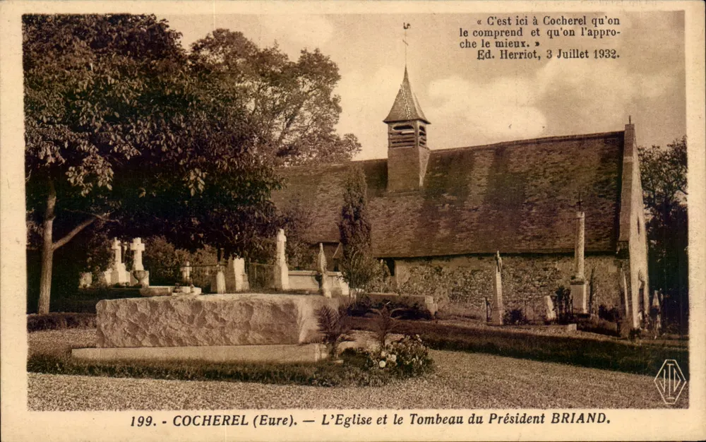 Cocherel (Eure) — Die Kirche und das Grab des Präsidenten Briand — Verlag Herriot, 3. Juli 1932 - Vorderseite