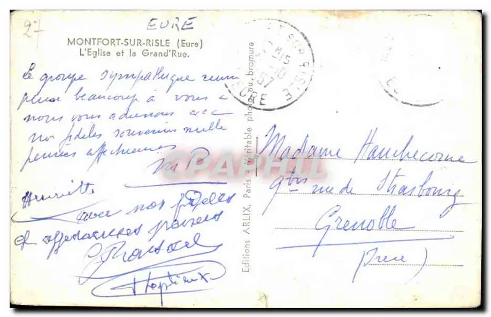 Montfort-sur-Risle (Eure) — La Iglesia y la Grand'Rue — Ediciones ARLIX, folleto - Reverso