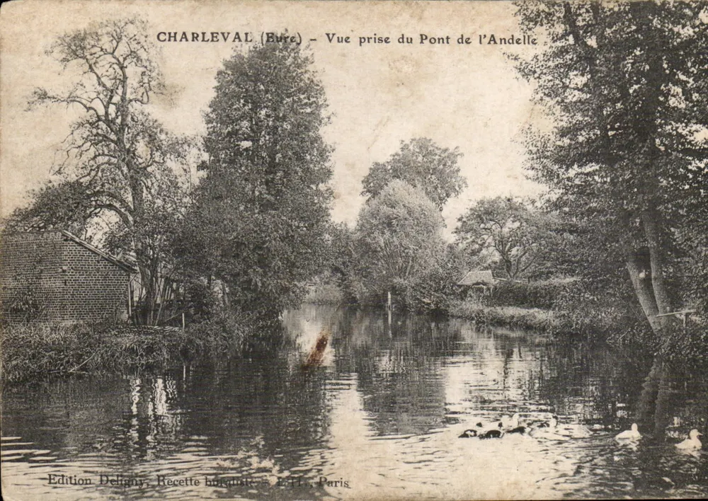 Charleval (Bure) — Vista tirada do Ponte de l'Andelle — Edição Deligny, Recette Biquaist, 5ª Edição, Paris - Frente