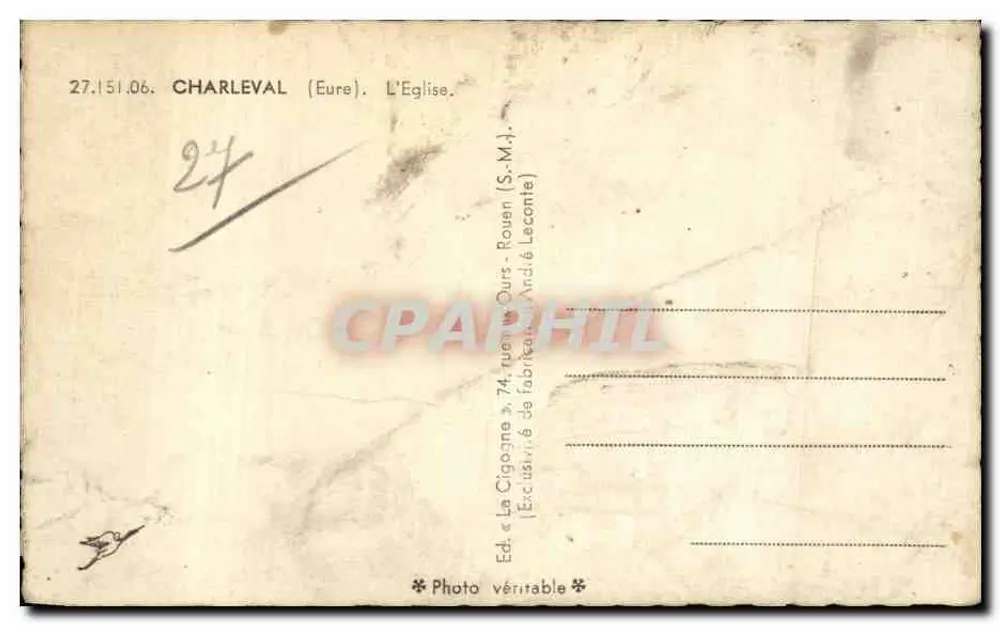 Igreja de Charleval — Eure — editor La Cigogne - Verso