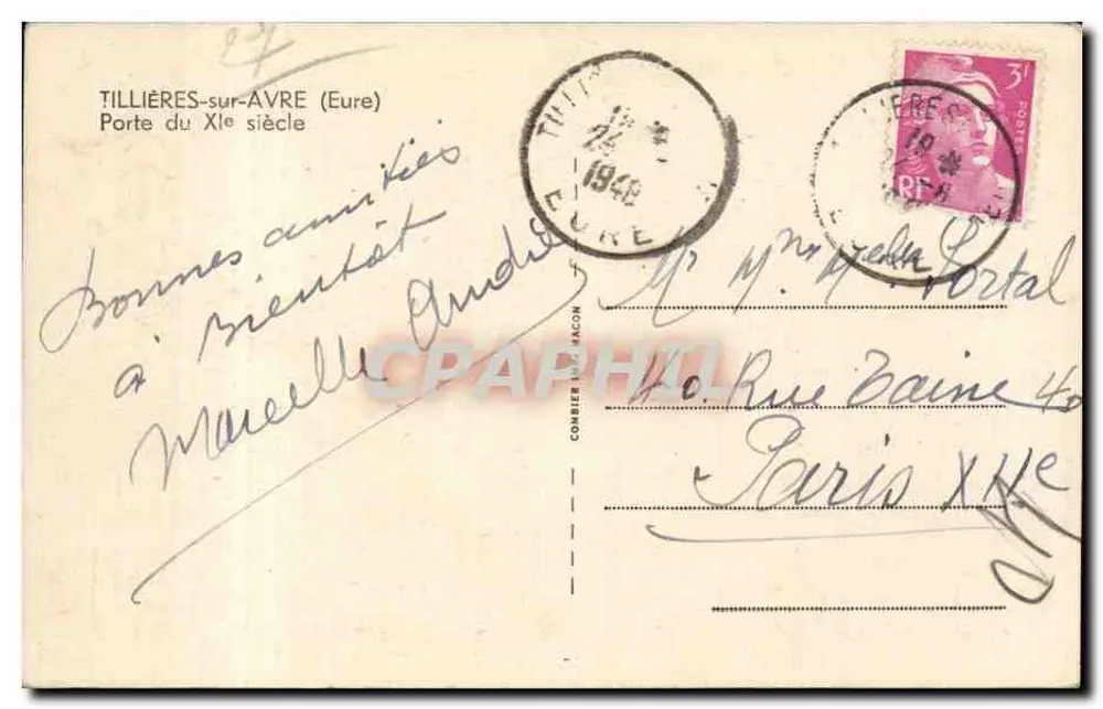 Tillières-sur-Avre — Tor des 19. Jahrhunderts — Verlag nicht sichtbar - Rückseite