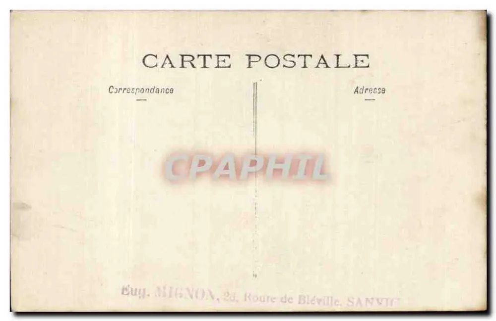 Duas jovens moças — diante de uma parede e de arbustos — editor Eug. MIGNON, 28, Rua de Bléville, SAVOIE - Verso