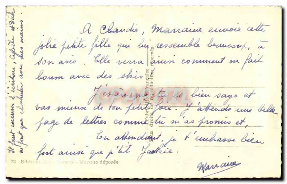 Criança em esqui — Arte e Esporte — Edições Cité, Nancy - Verso