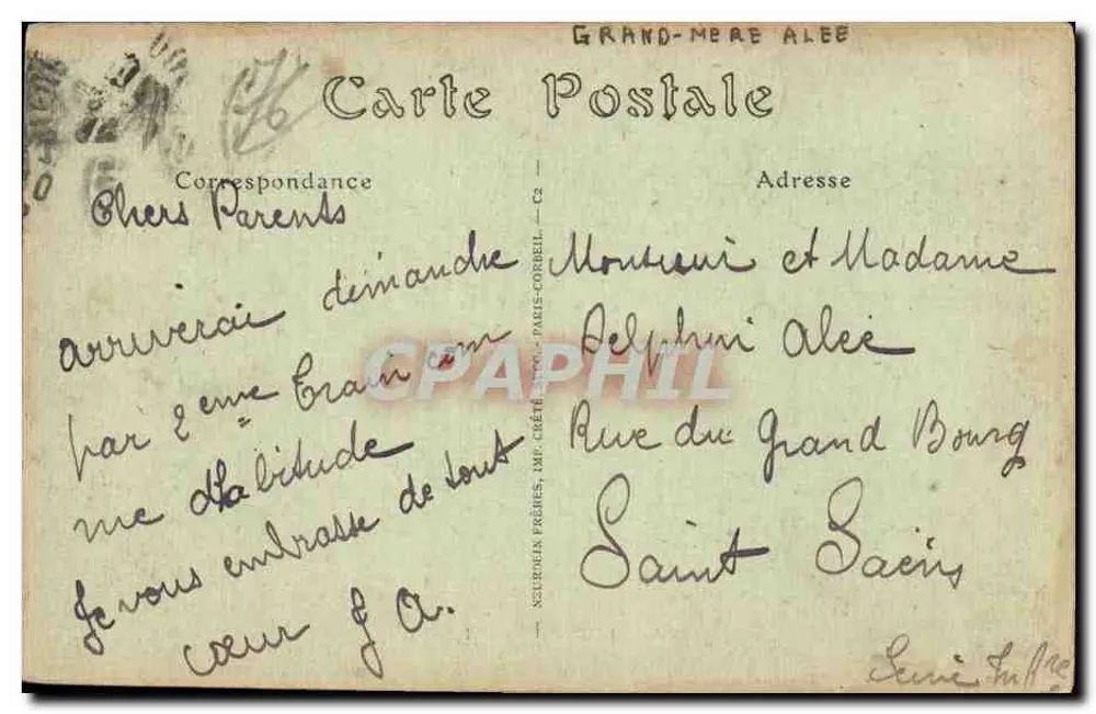 Das Casino, die Kirche und das Denkmal für Jeanne d'Arc — Neuve-Église (Frankreich) — JND, Imp. Crété, Paris - Rückseite