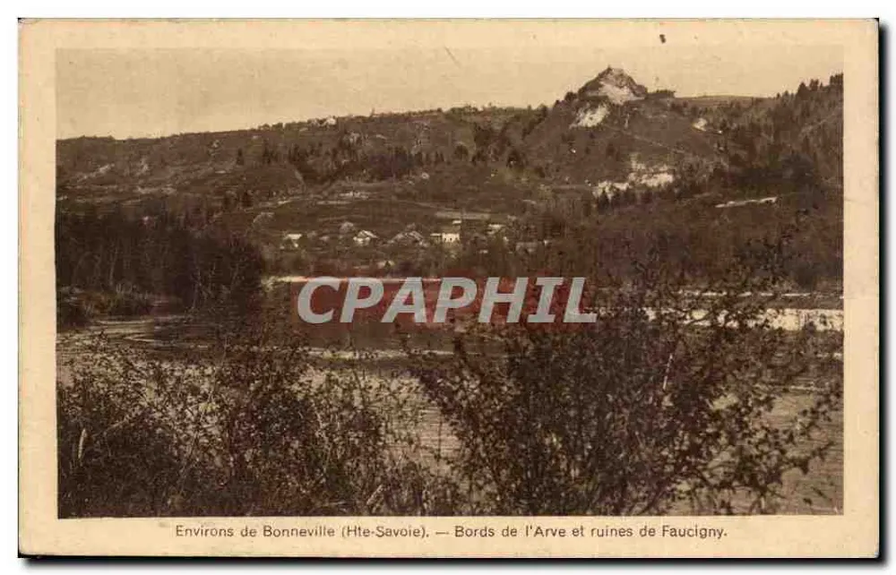 Arredores de Bonneville (Alta Saboia) — Margens do rio Arve e ruínas de Faucigny - Frente