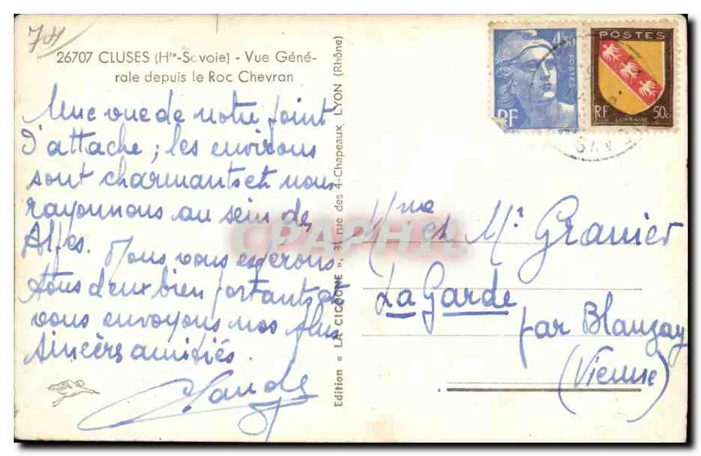Cluses (Haute-Savoie) — Vista general desde el Roc Chevran — Edición « La Cigogne » - Reverso