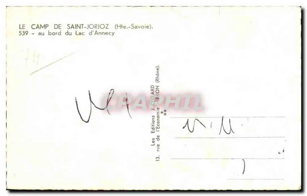 Le Camp de Saint-Jorioz — am Ufer des Sees von Annecy — Éditions J. Cellard - Rückseite