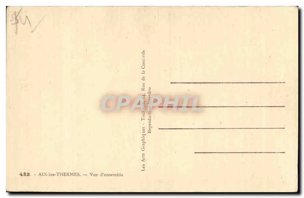 Aix-les-Thermes — Vista geral — Les Arts Graphiques - Toulouse - Verso