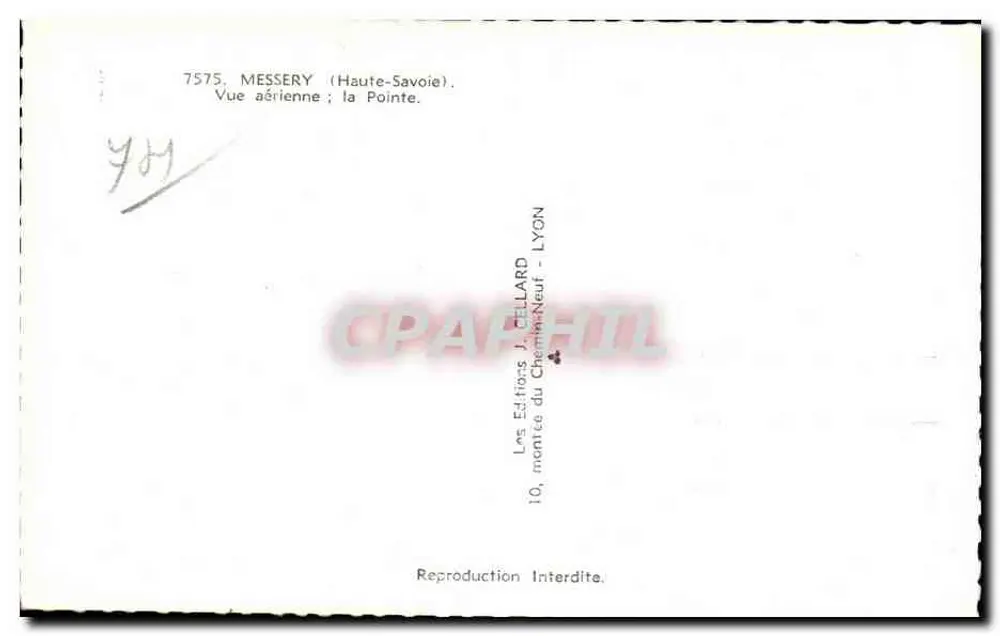 Messery (Haute-Savoie) — Vista aérea ; a Ponta — Editor J. Cellard, Lyon - Verso