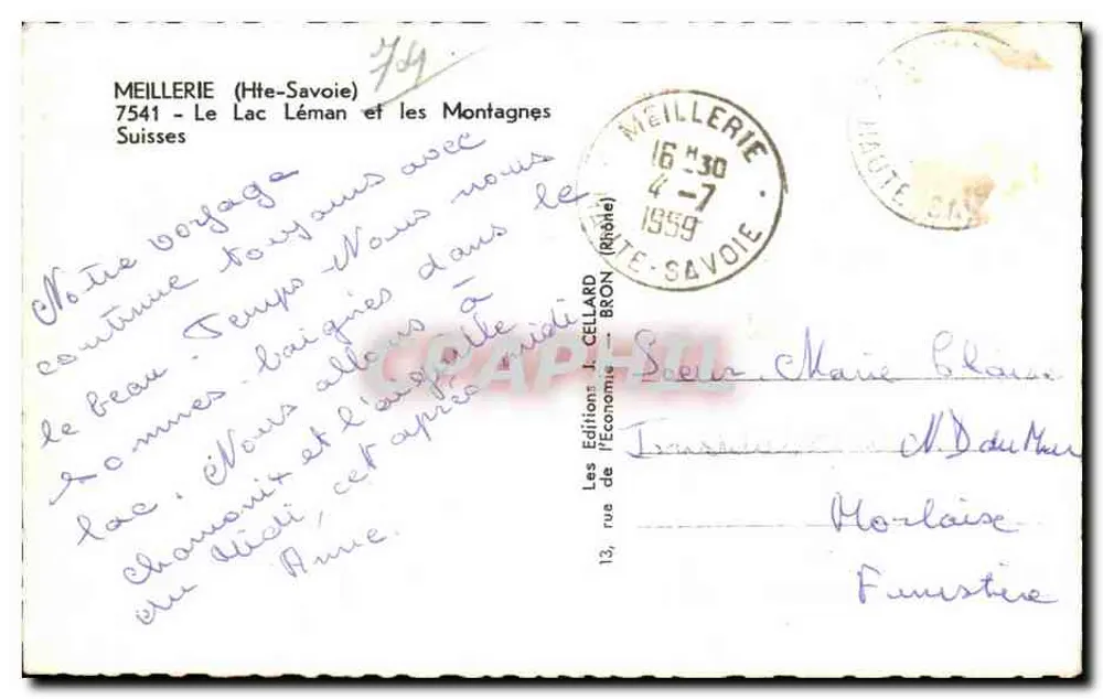 Lac Léman und die Berge — Meillerie (Haute-Savoie) — Les Éditions J. Cellard, Bron - Rückseite