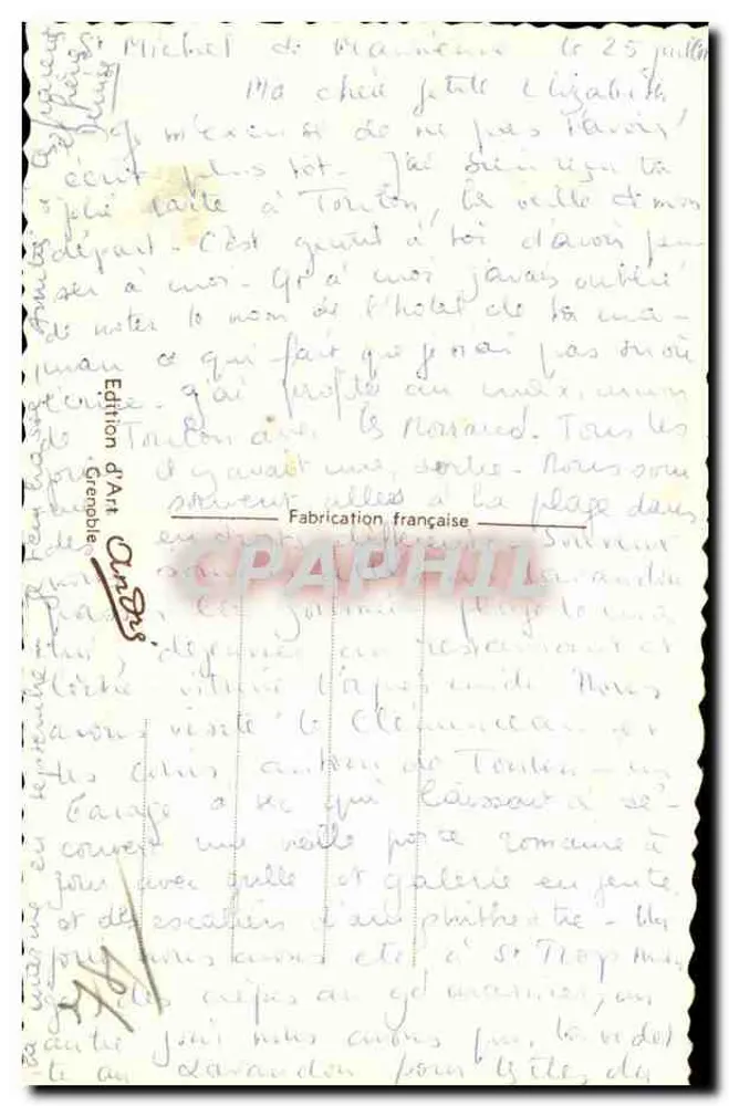 Lembrança das Alpes — Edição de Arte Grenoble — n° 12345 - Verso