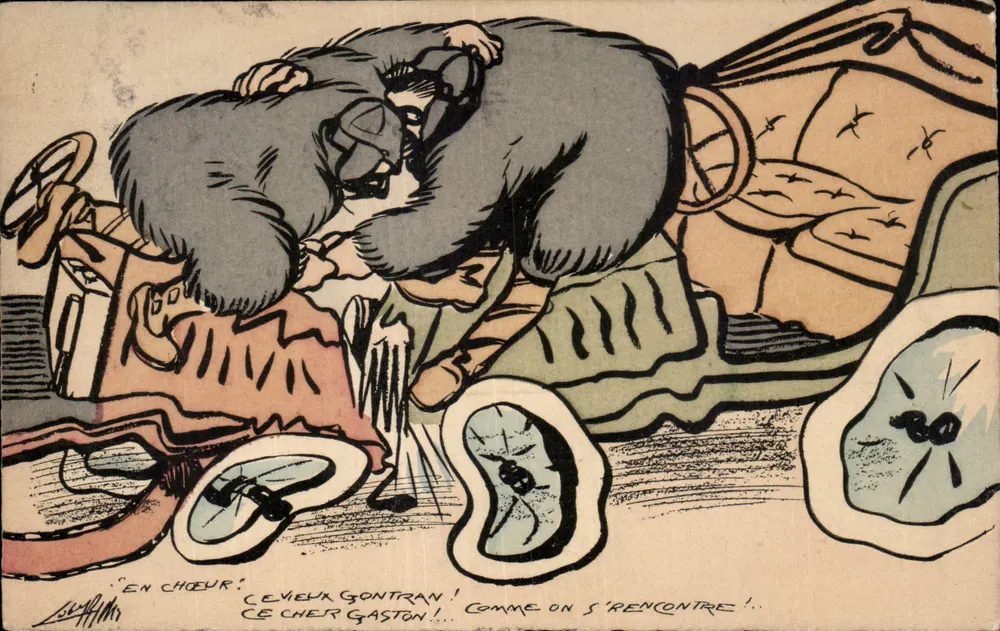 Zwei Männer in einem Auto — Karikatur von Gaston — Verlag L. H. M. n° 103 - Vorderseite