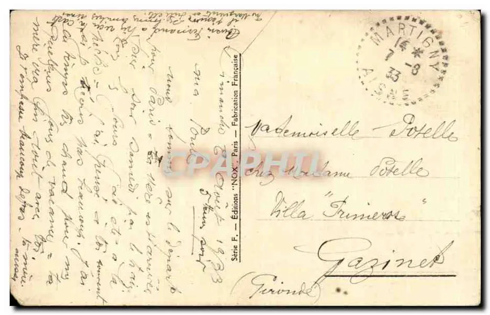 Entspannter Mann in einem Sessel — 'Endlich allein!' — Éditions 'NOCX', Paris, Serie F - Rückseite