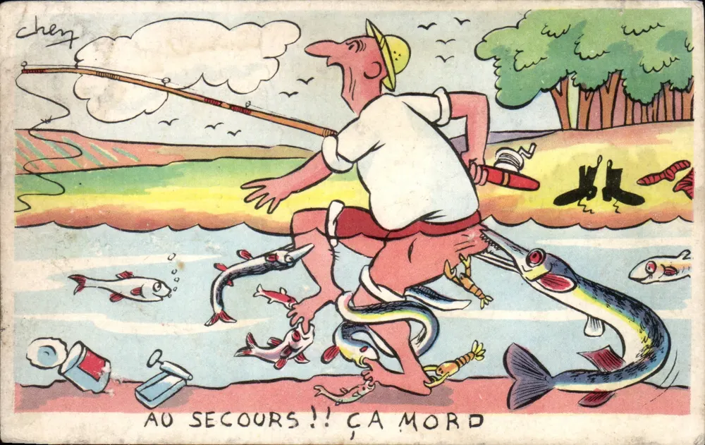 Fischer in Not — Karikatur — Chey - Vorderseite