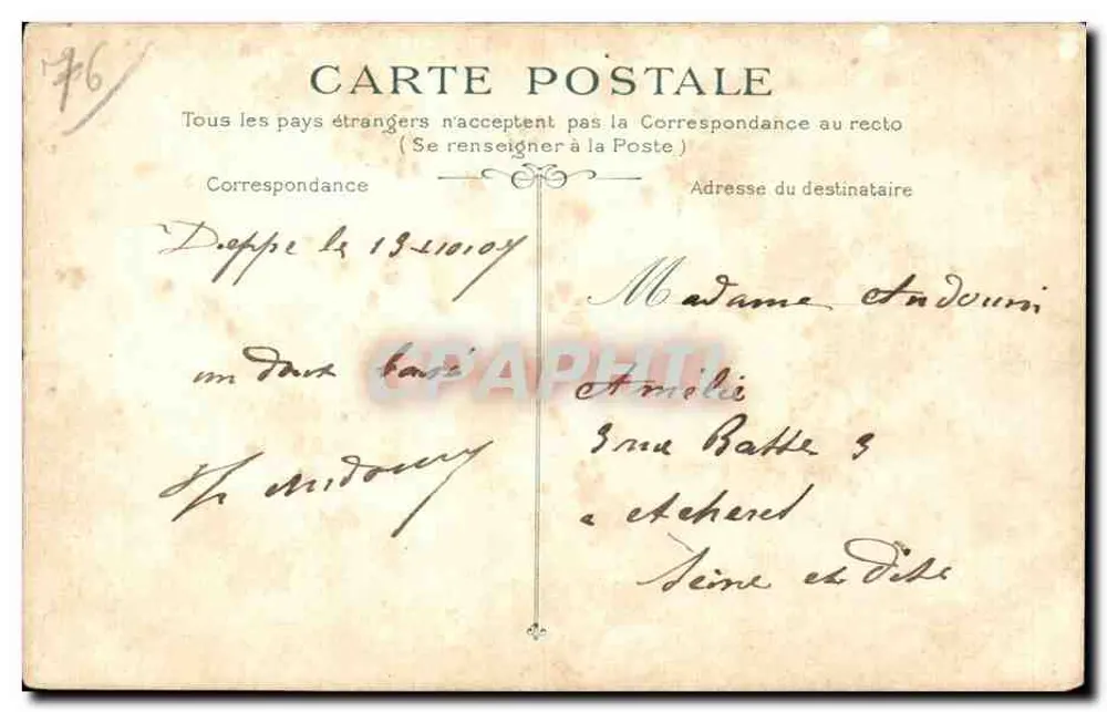Dieppe — O velho Castelo — G. M. 1349 - Verso
