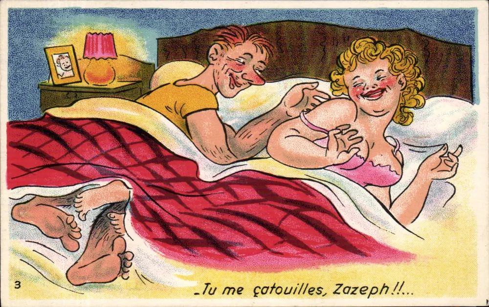 Paar im Bett — humoristische Szene — A.P.F. TINANTES n°3 - Vorderseite