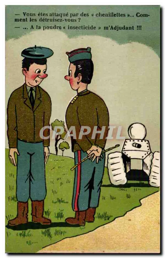 Soldaten und Panzer — militärische Karikatur — NARBO - Vorderseite