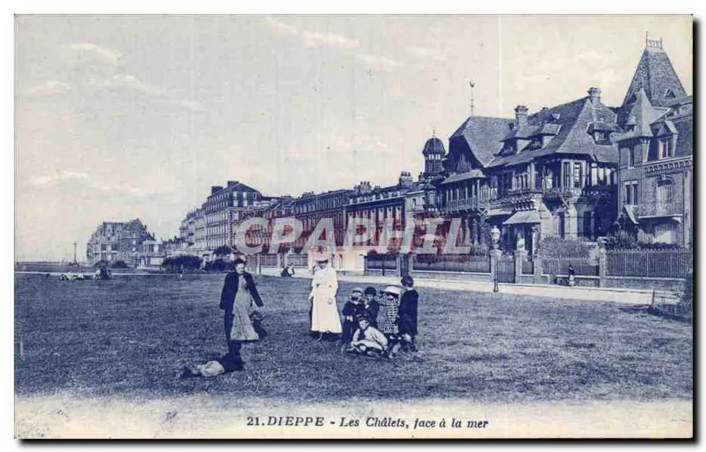 Dieppe - Os Chalés, frente ao mar — n° 21 — G. Artaud, editor, Nantes - Frente