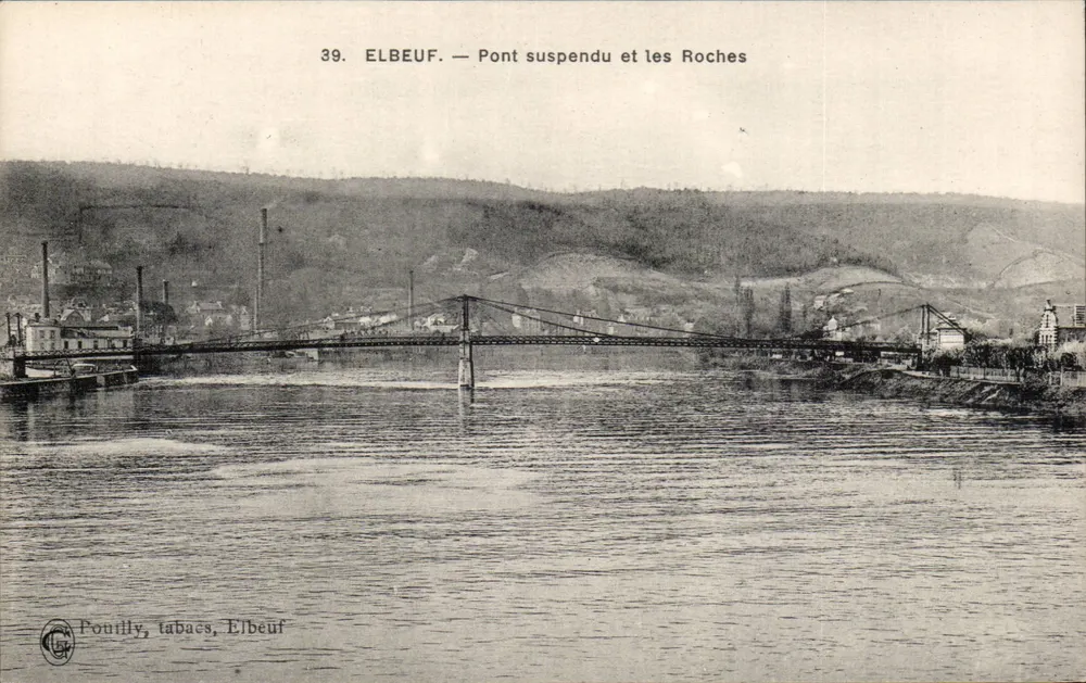 Elbeuf — Ponte suspensa e as Rochas — Pouilly, tabaçes, Elbeuf - Frente