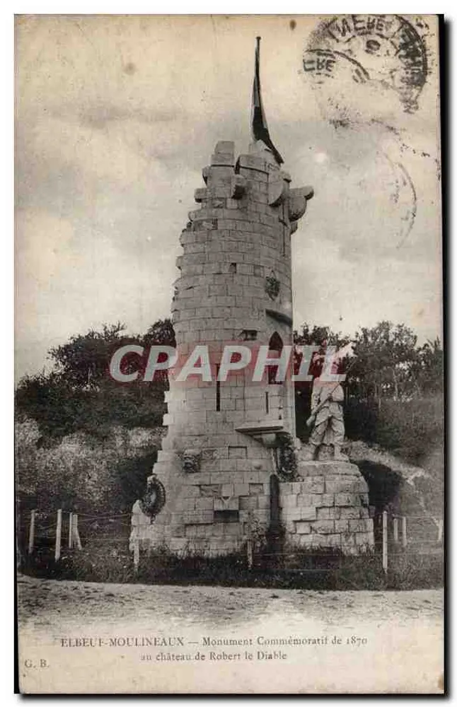 Elbeuf-Moulineaux — Monumento Comemorativo de 1870 no castelo de Robert le Diable — G.B. - Frente