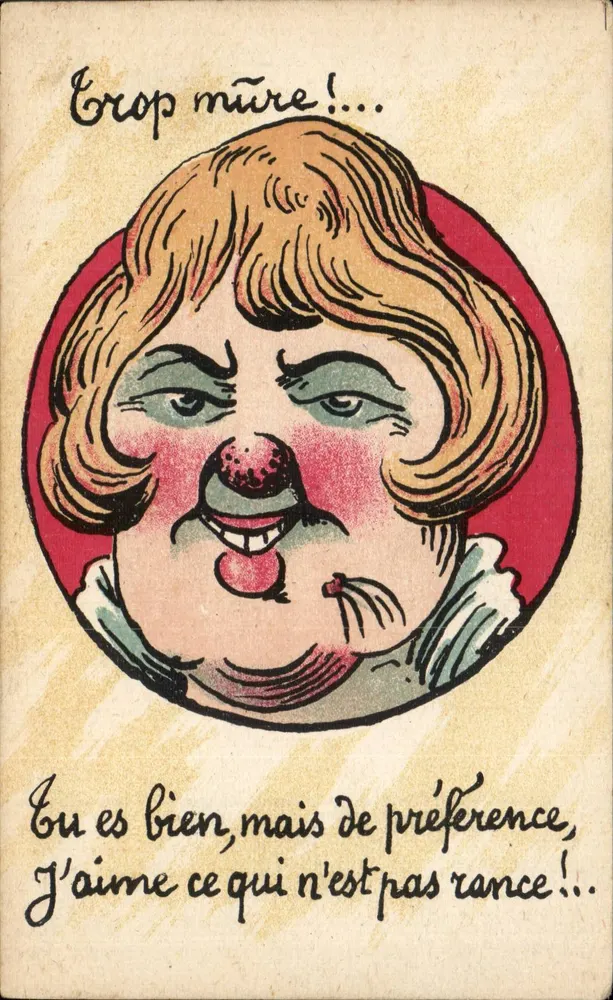 Rosto de mulher — caricatura — Fabricação Francesa M.L. Paris, série n° 575 - Frente