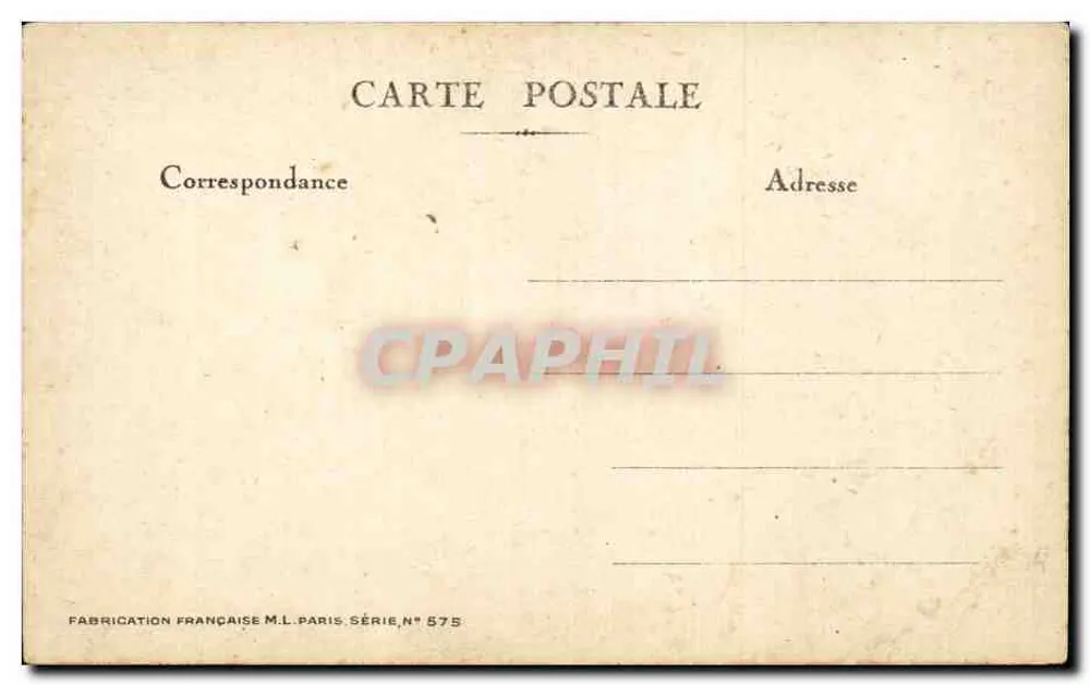 Rosto de mulher — caricatura — Fabricação Francesa M.L. Paris, série n° 575 - Verso
