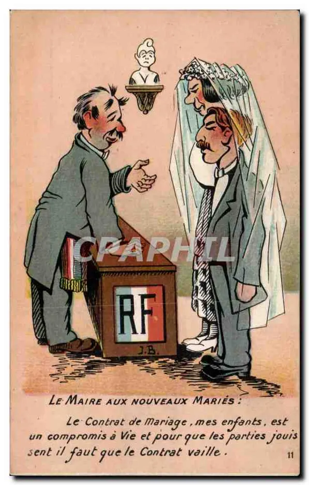 Hochzeit — politische Karikatur — Verlag J.B., Nr. 11 - Vorderseite