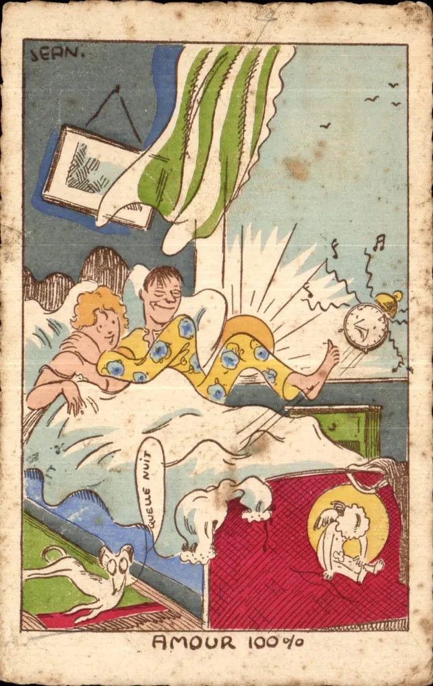 Amour 100% — scène de couple au lit — éditeur JEAN, n° de série non visible - Vorderseite