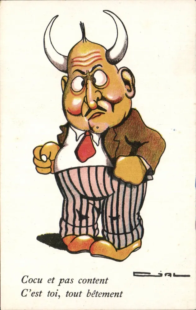 Touro cornudo — caricatura de um homem casado — editor Djal - Frente