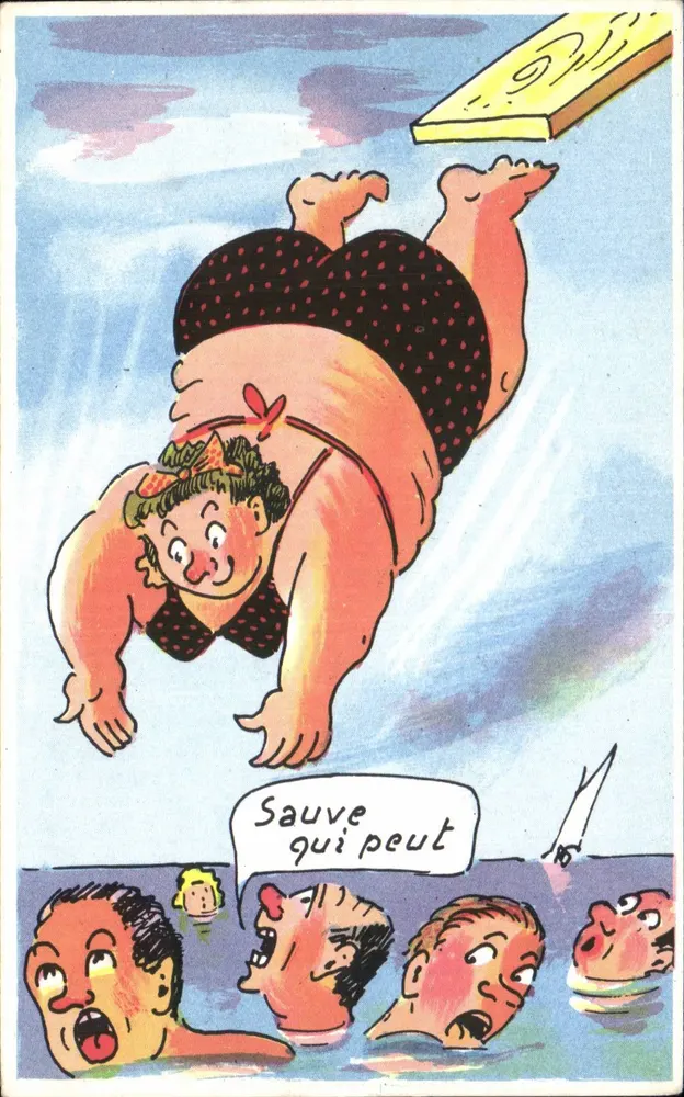 Flucht! — Karikatur eines Sprungs — humoristische Serie - Vorderseite