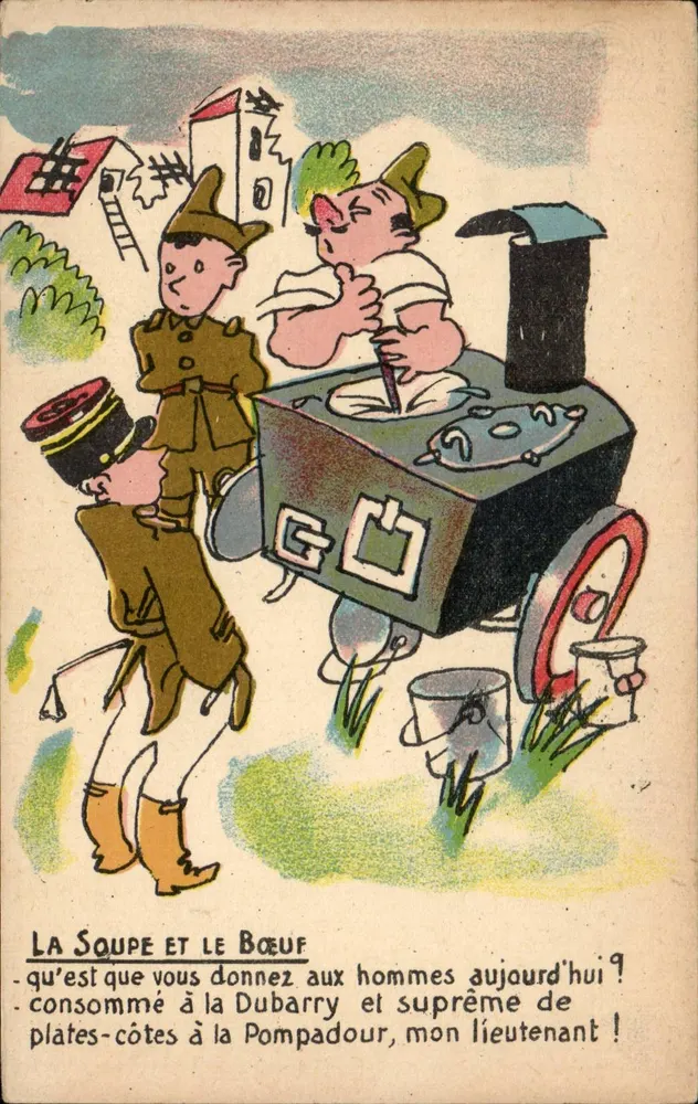 Die Suppe und das Rind — Militärischer Humor — Sammlung Comique Militaire Noëer, Nr. 149 - Vorderseite