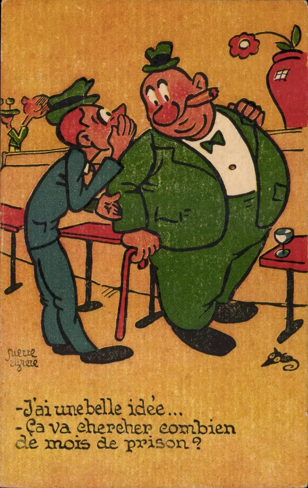 Dois homens em traje de mendigo — cena humorística — Pierre Gugère - Frente