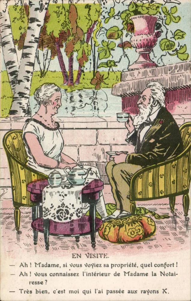 Em visita — cena de jardim com casal — editor D.D. n°36 - Frente