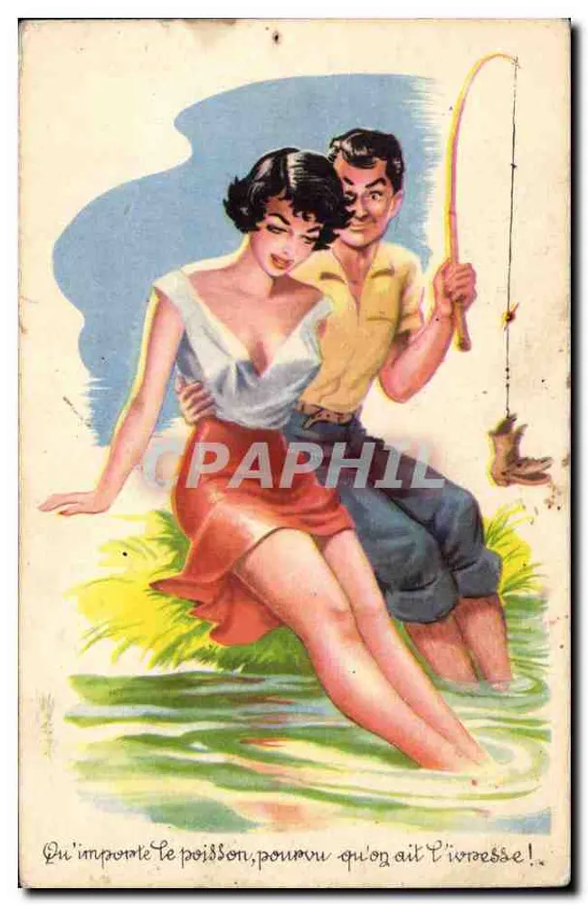 Fischer und Frau am Wasser — Illustration — Druckerei Frankreich - Vorderseite
