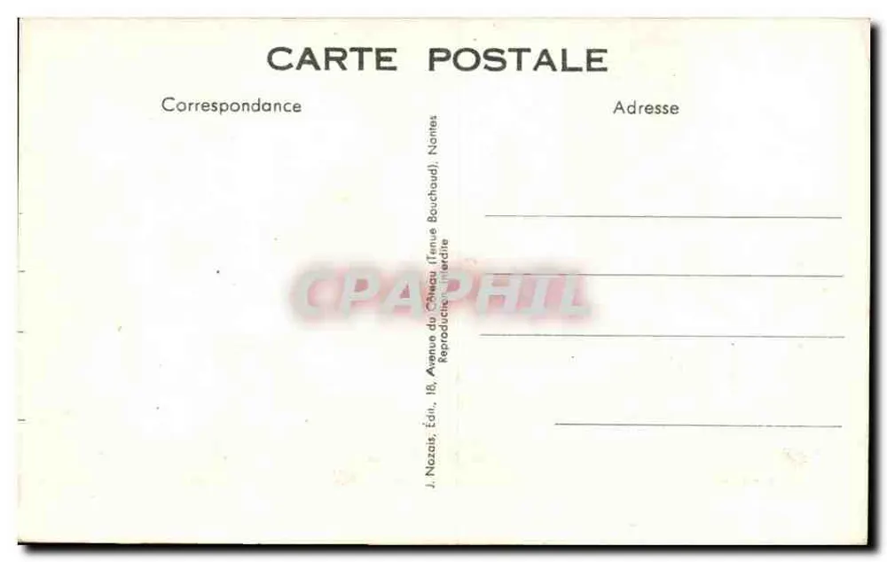 Drei Personen am Strand — Karikatur — J. Nazais, Éd., 18, Avenue du Château (Tenue Bouchaud) - Rückseite